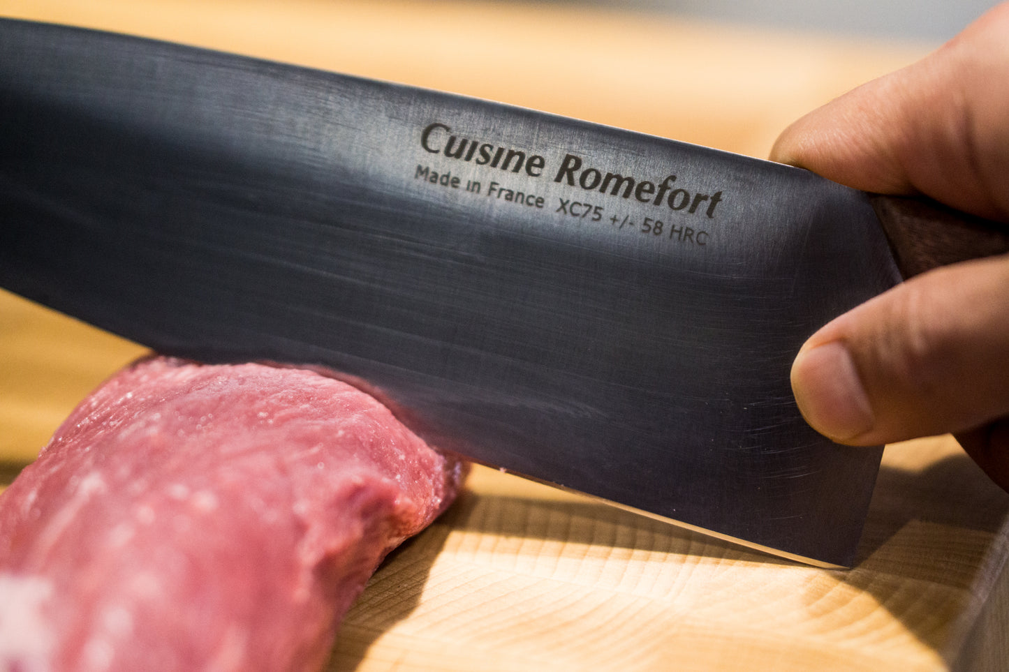 Chef knife carbon steel XC75 8.7 inches blade with leather sheath