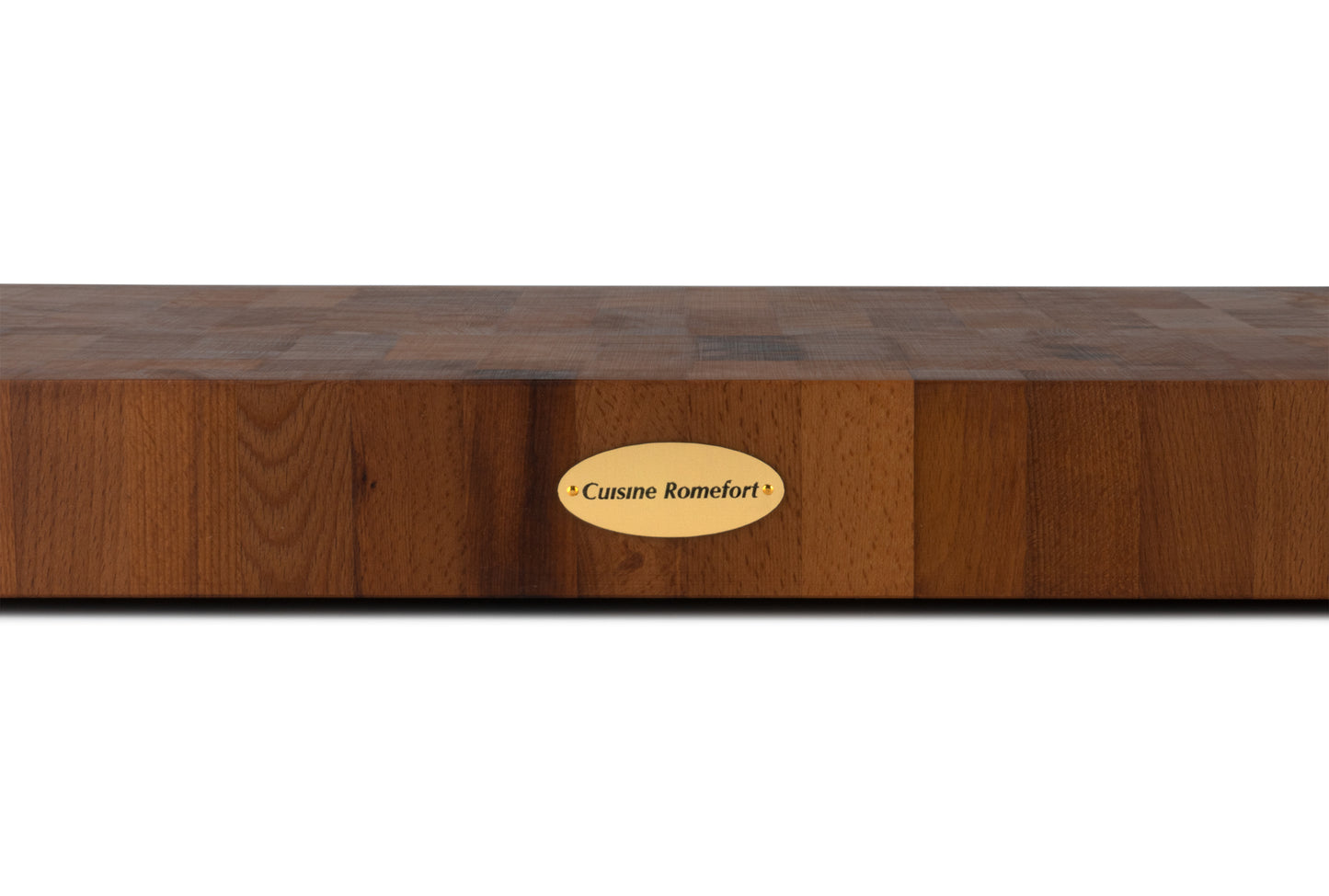 Butcher block with emblem (23.6 x 15.7 x 2.75 inches) made out of thermo treated, end grain beech wood