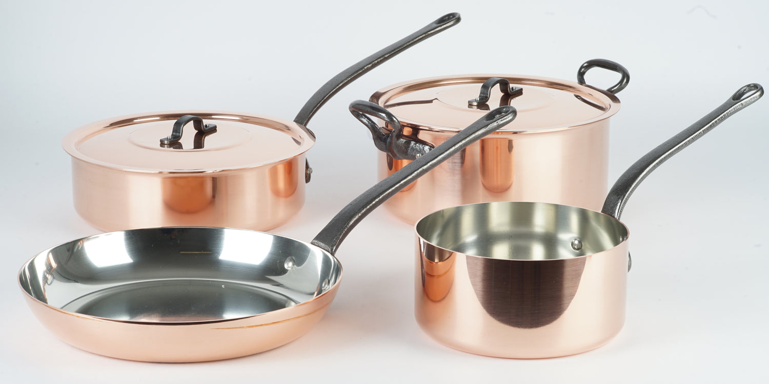 Tinned copper pan, casserolle, stock pot and sauteuse by cuisine romefort