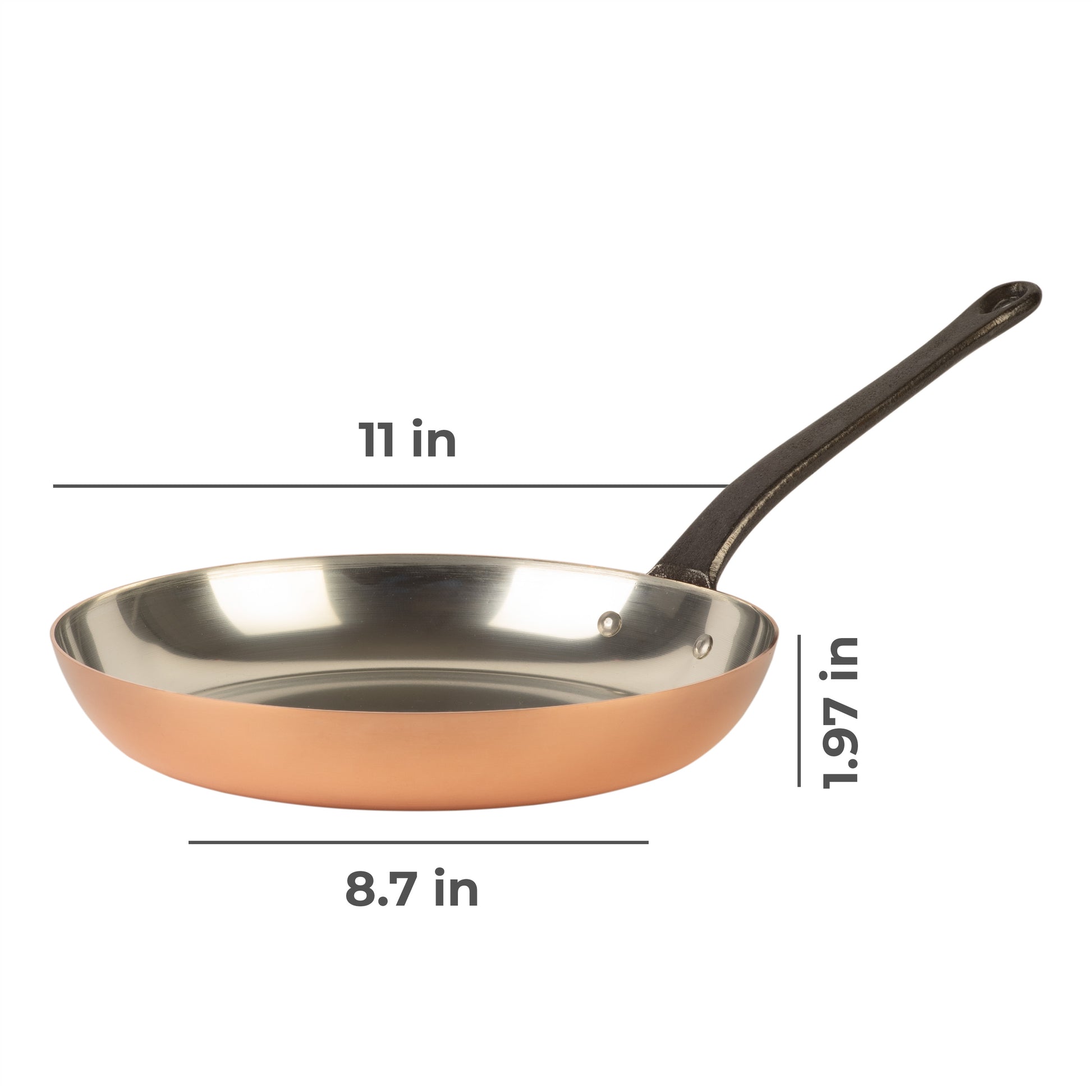 28-centimeter frying pan made of copper and stainless steel from