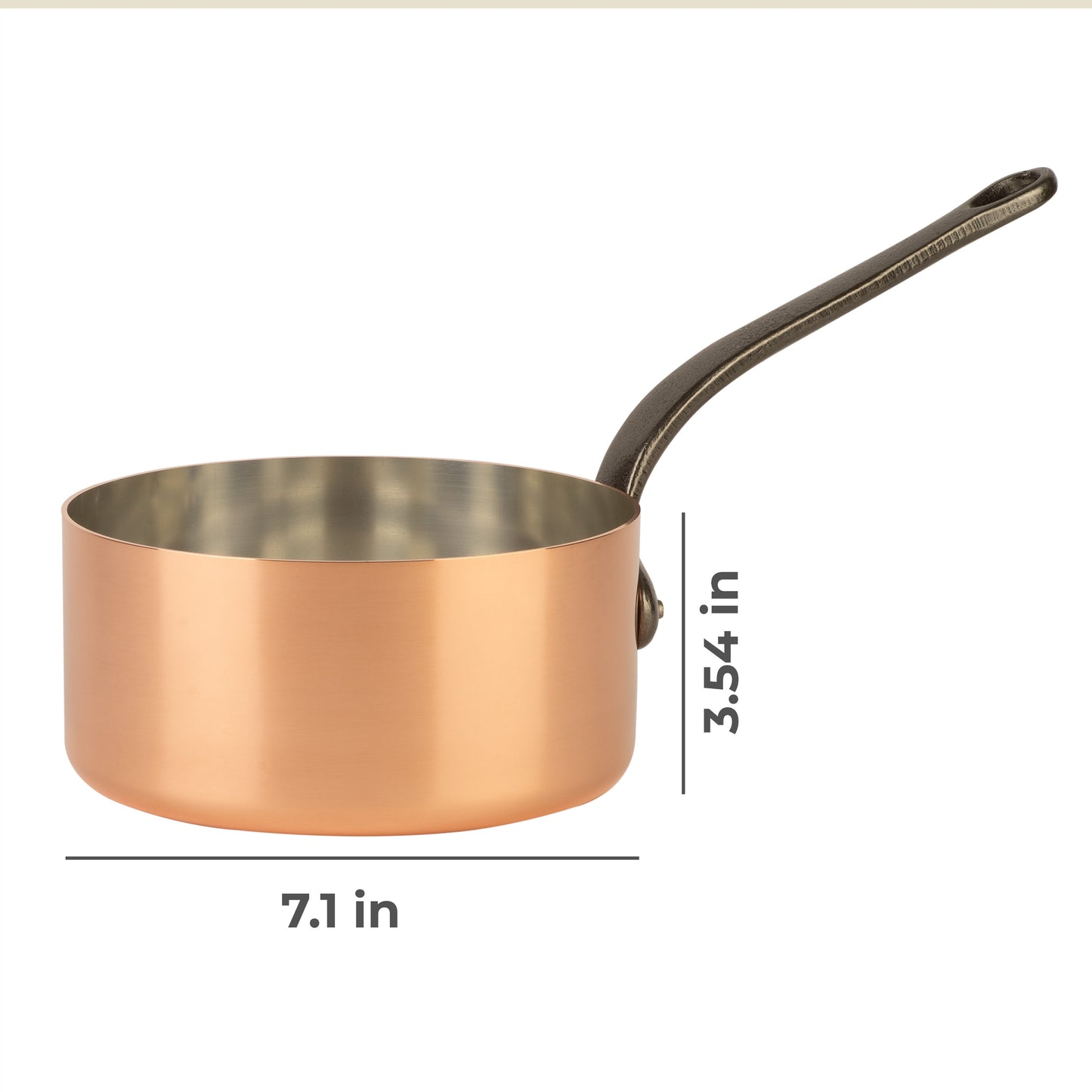 B-Ware 20% Tinned copper saucepan 2.2  qt