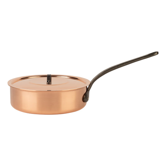 Tinned copper sauté pan with lid