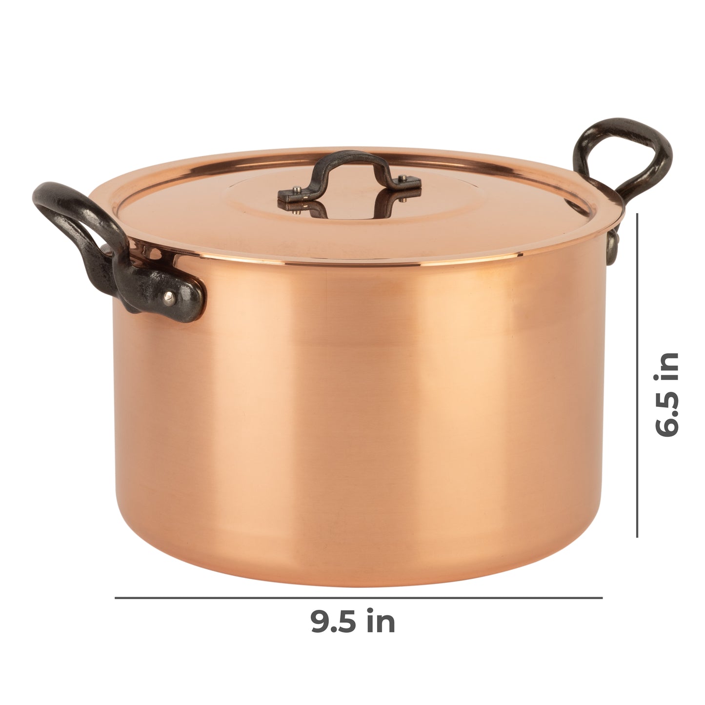 Tinned copper soup pot with higher walls, 6.3 qt