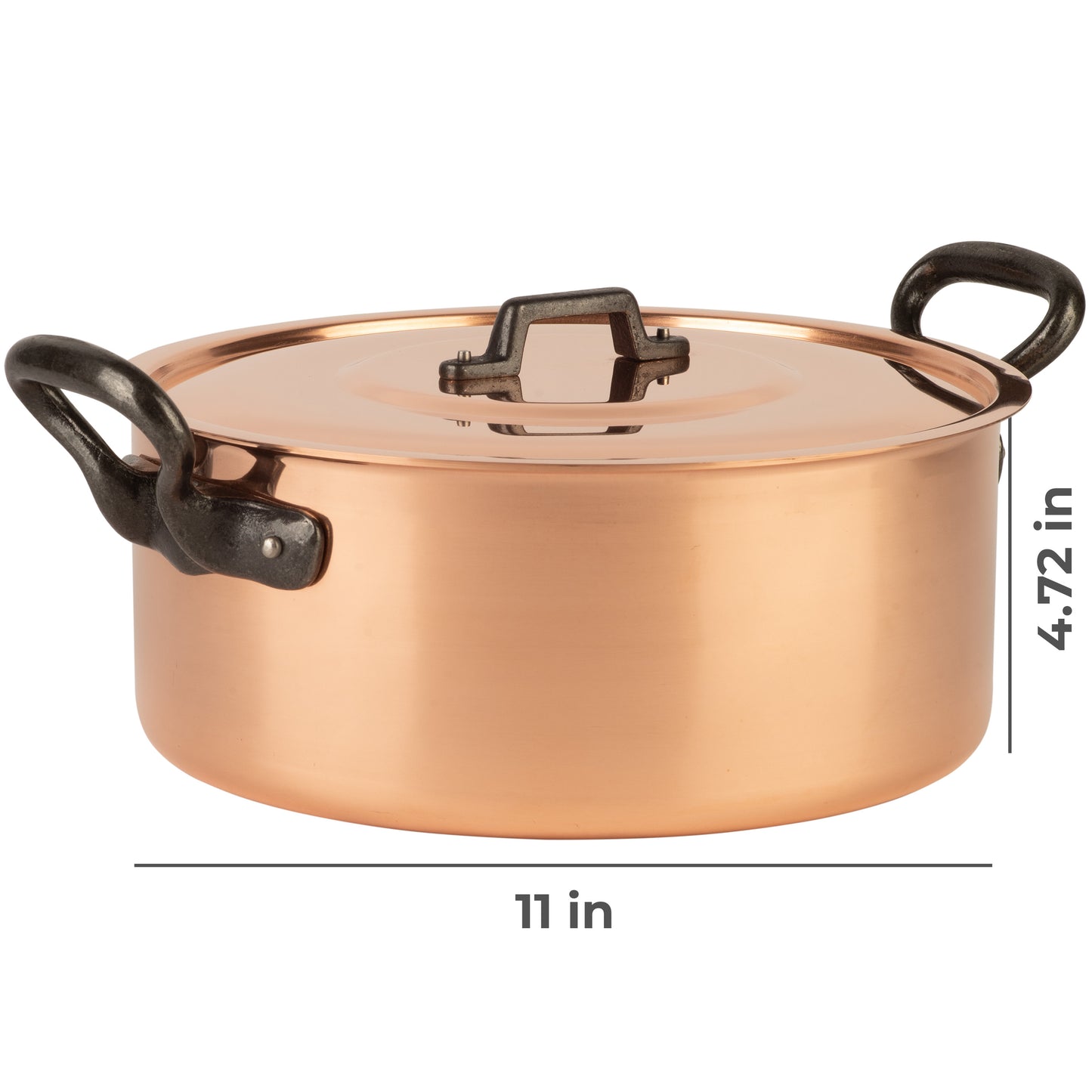 Tinned copper stock pot with lid