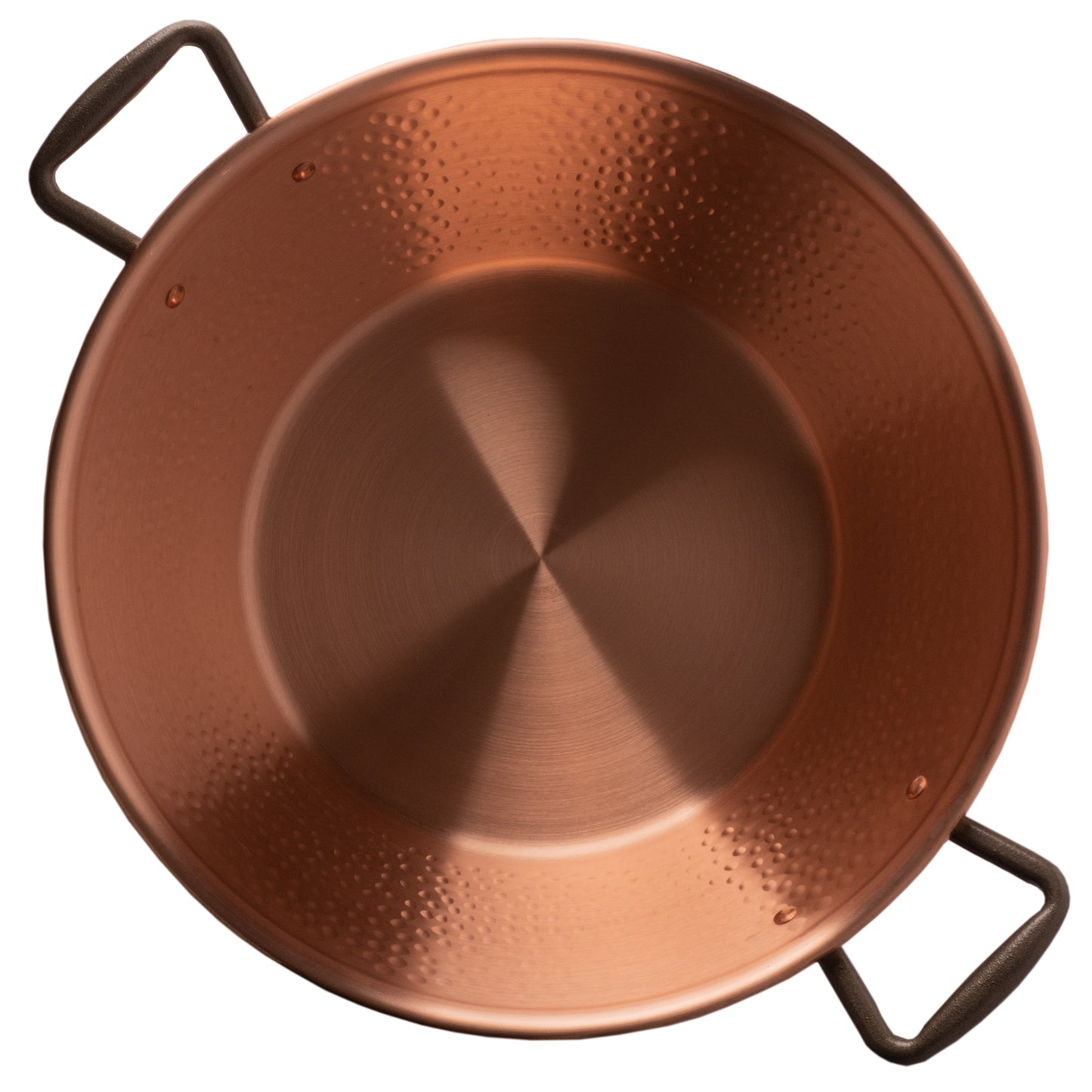 Copper jam pot for induction stoves with cast iron handles, 12.5 qt